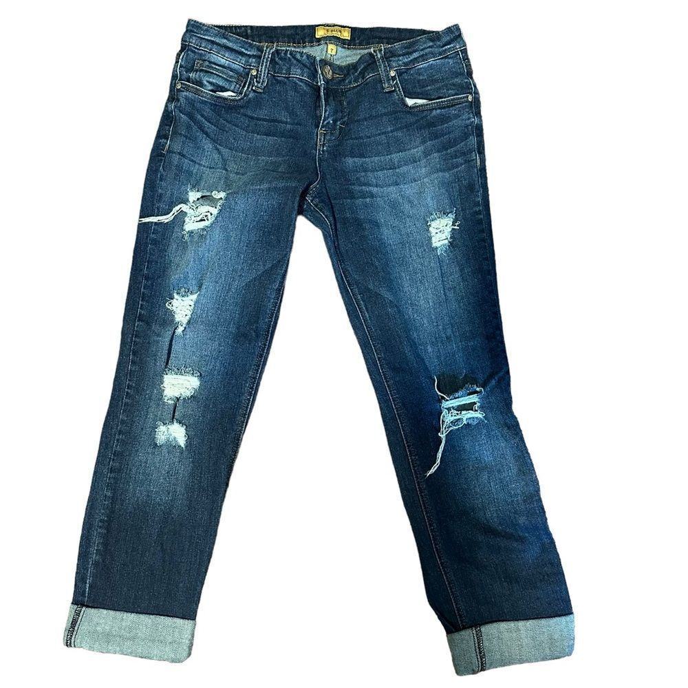 STS Blue Women Size 7 Dark Wash Distressed Cuffed Cropped Jeans